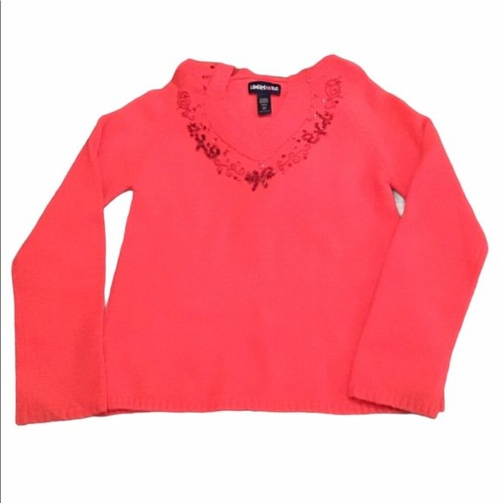 Limited Too Red Beaded Holiday Sweater with Hood Size Girls 6/7